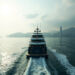 Luxury yacht departing Hong Kong waters for northbound service