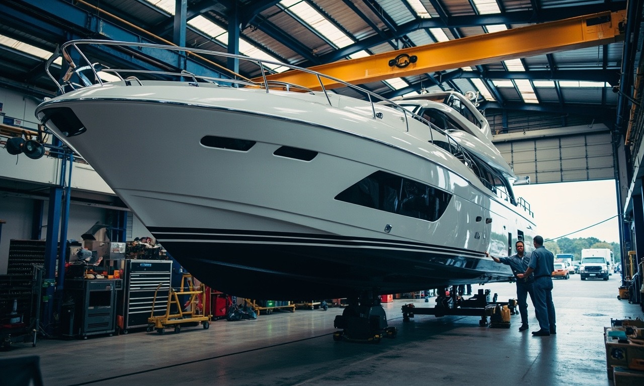 Yacht maintenance at a Zhuhai shipyard
