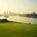 Golf green and bay resort scene for Zhuhai yacht maintenance vacation