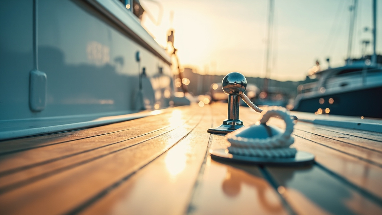 Clean yacht deck detail after professional care
