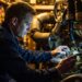 Professional yacht engine diagnostics in a clean engine room